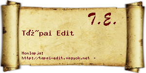 Tápai Edit névjegykártya